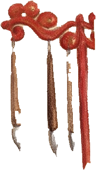 Hanging calligraphy brushes